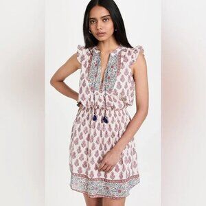 Alicia Bell Lola Sleeveless Smocked Waist Silk Cotton Mini Dress - S